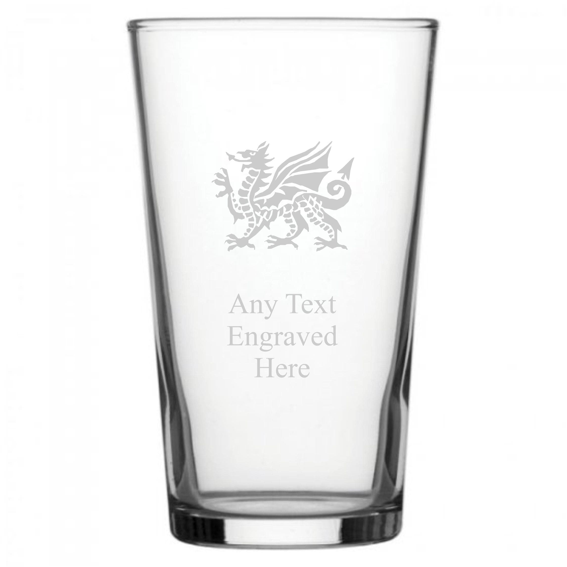 Pint Glass [Custom] Engraved Welsh Dragon PG237 in Silk Lined Gift Box