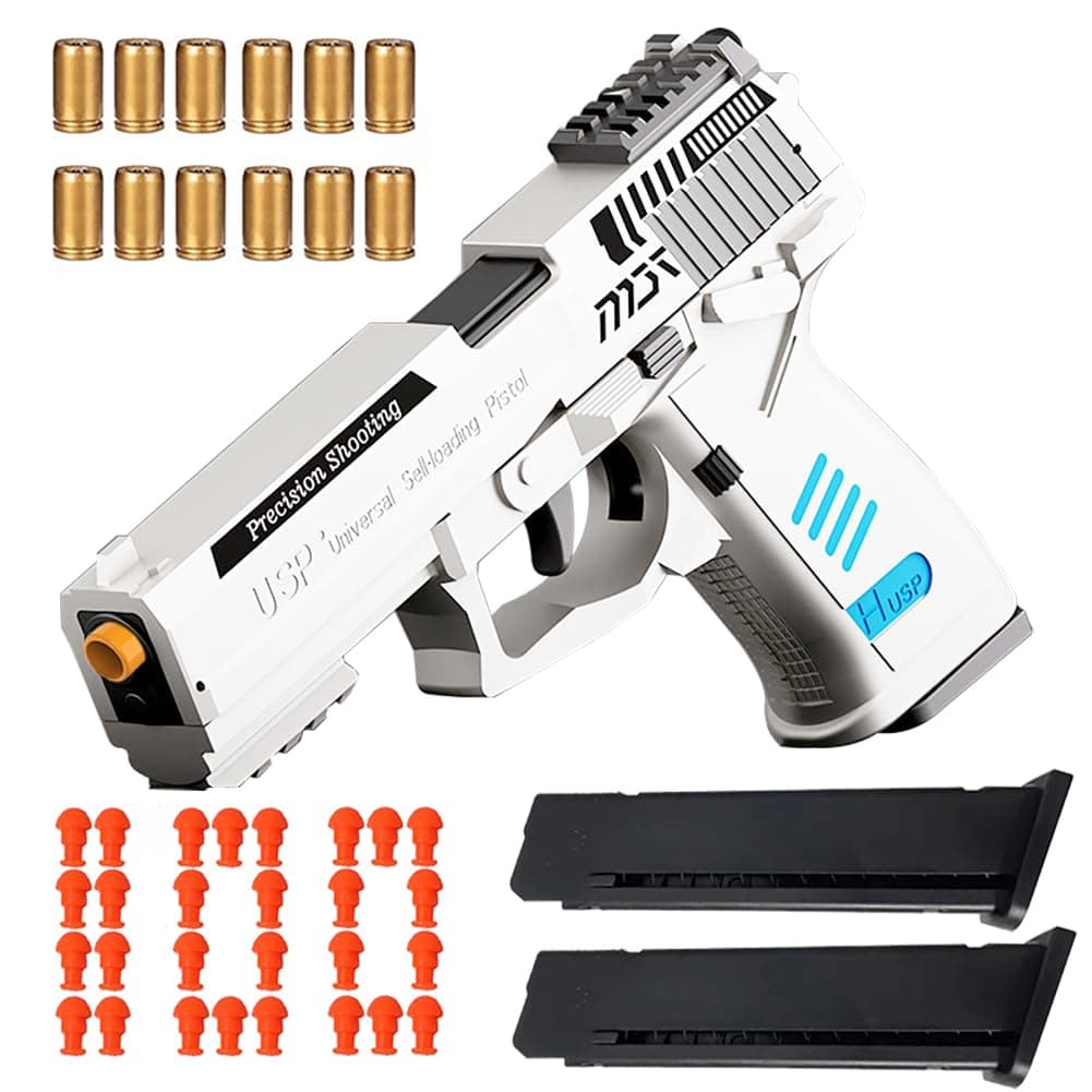 Dreamplay Shell Ejecting Toy Gun, Automatic Pull Back Action Shooting Games Education Model Toy for Kids Gifts