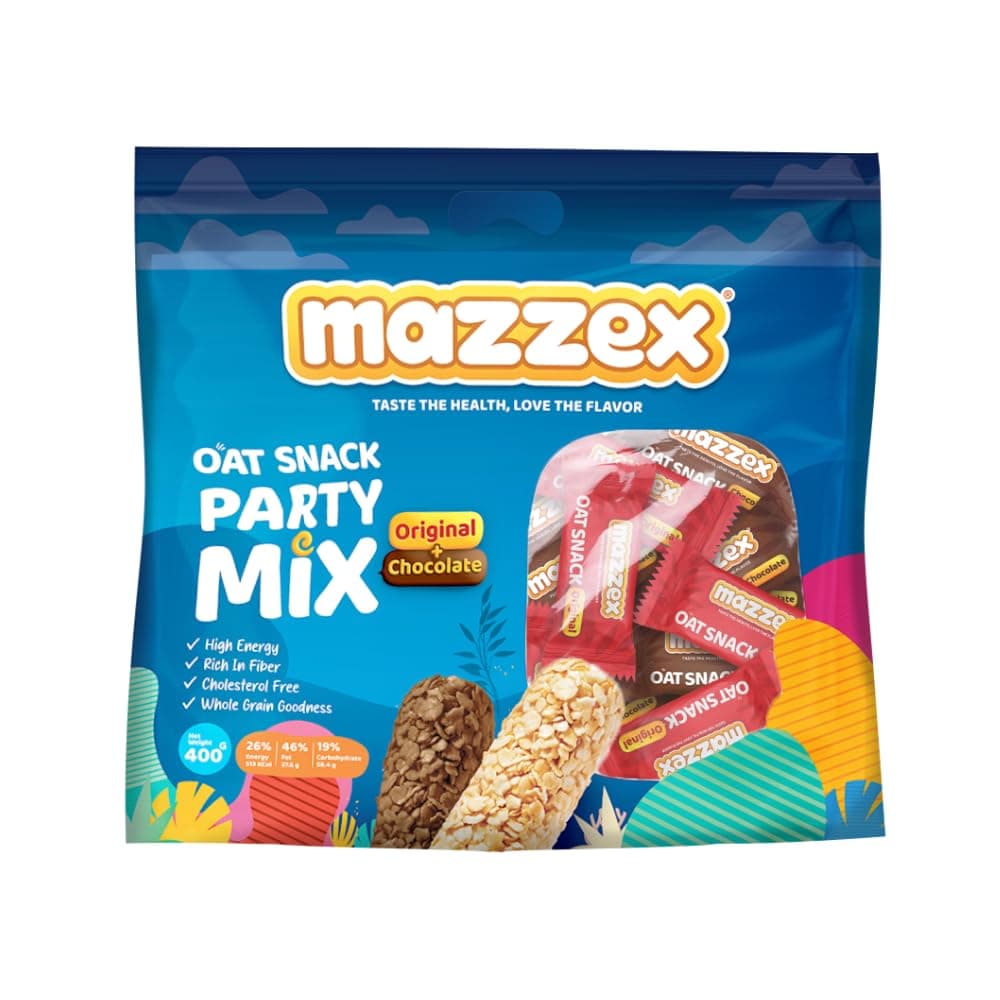 – Mazzex Oat Snack Party Mix 400g (40 Bars) | Original & Chocolate Flavored Oat Bars | Healthy Snack, Low Sugar, High-Fiber Energy & Breakfast Bar | Whole Grain Ready-to-Eat Treat for Kids & Adults