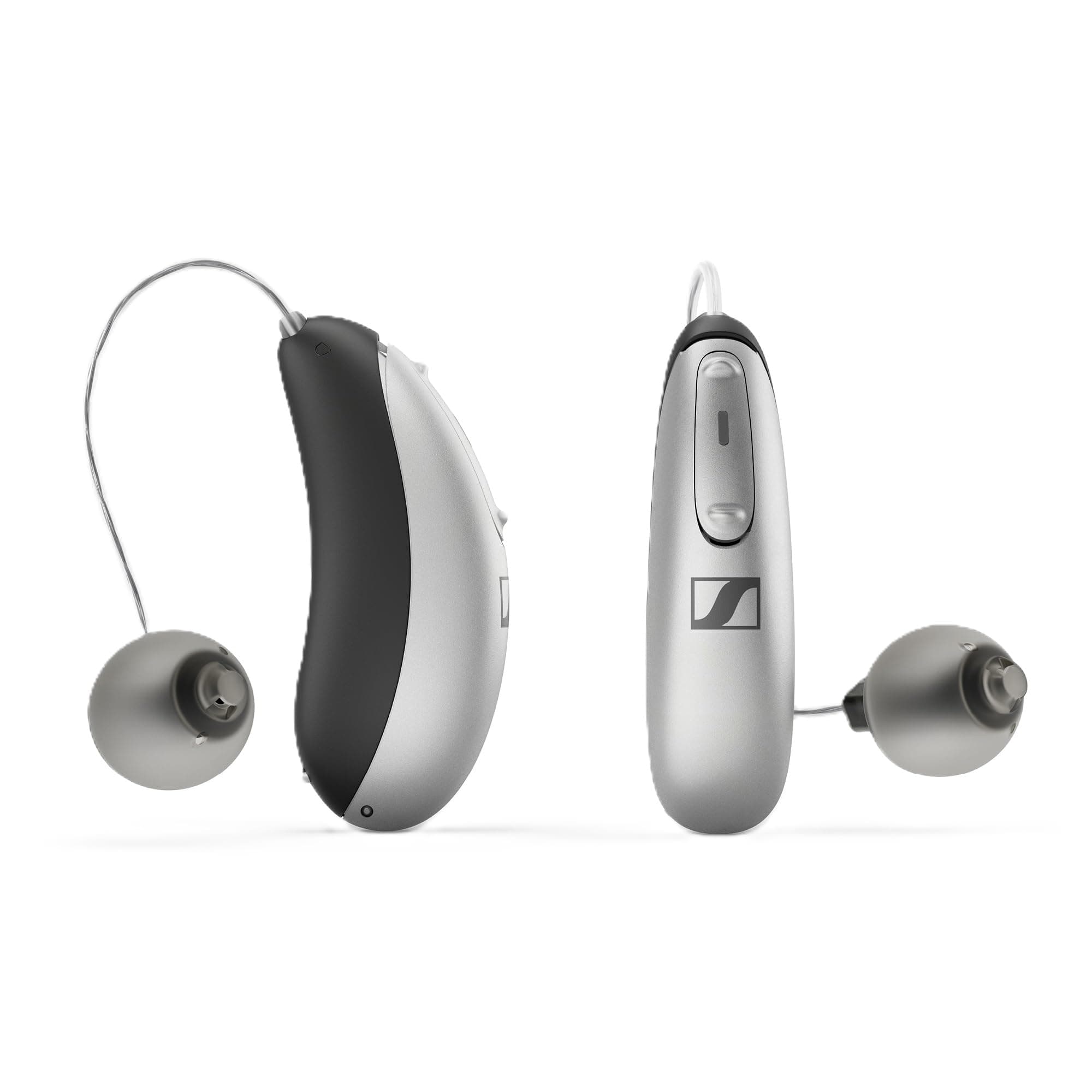 All-Day Clear Bluetooth Hearing Aids - OTC Hearing Aids with Bluetooth - Self-Fitting, Programmable Sound - FDA Cleared - Light Grey