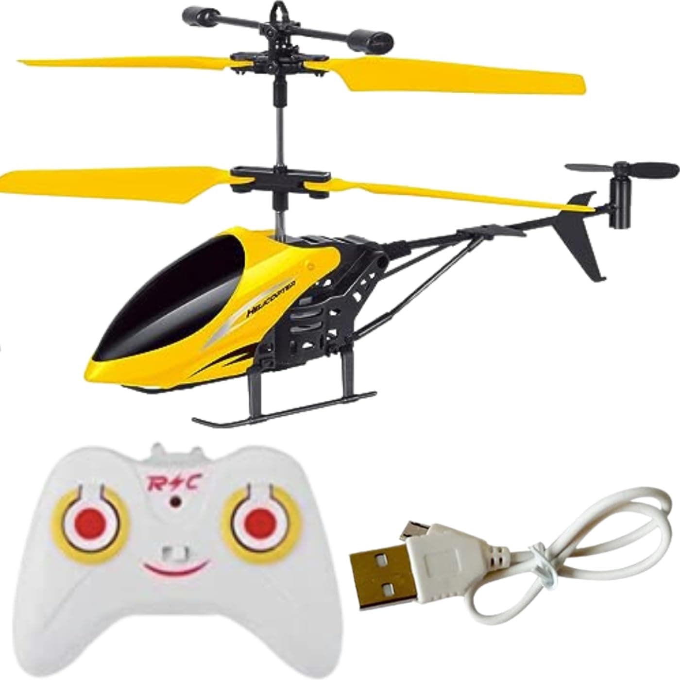RC Helicopter with Hand Gravity Sensor, Flying Remote Control Toy, Charging Helicopter with 3D Light & Safety Sensor for Kids Age 4+ Years I Pack of 1 - Yellow in Col