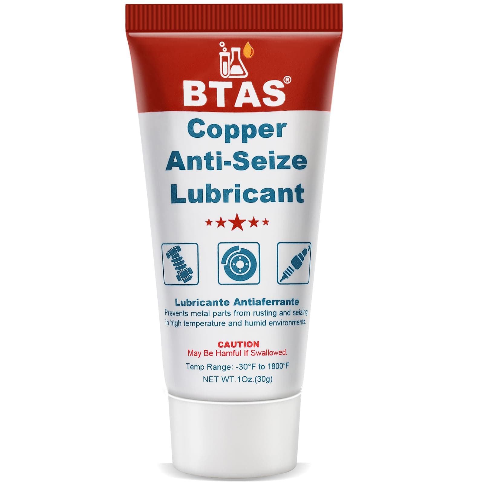 BTAS Copper Anti-Seize Compound Thread Lubricant Grease Never Antiseize High Temp for Spark Plug Bolts 1 oz 1Pcs