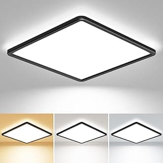 zemty 29CM LED Ceiling Light 24W 2400LM, 3000K/4000K/6500K Bathroom Lights IP44 Waterproof, Black Square Flush Indoor Ceiling Lighting for Kitchen Bedroom Living Room Hallway Office