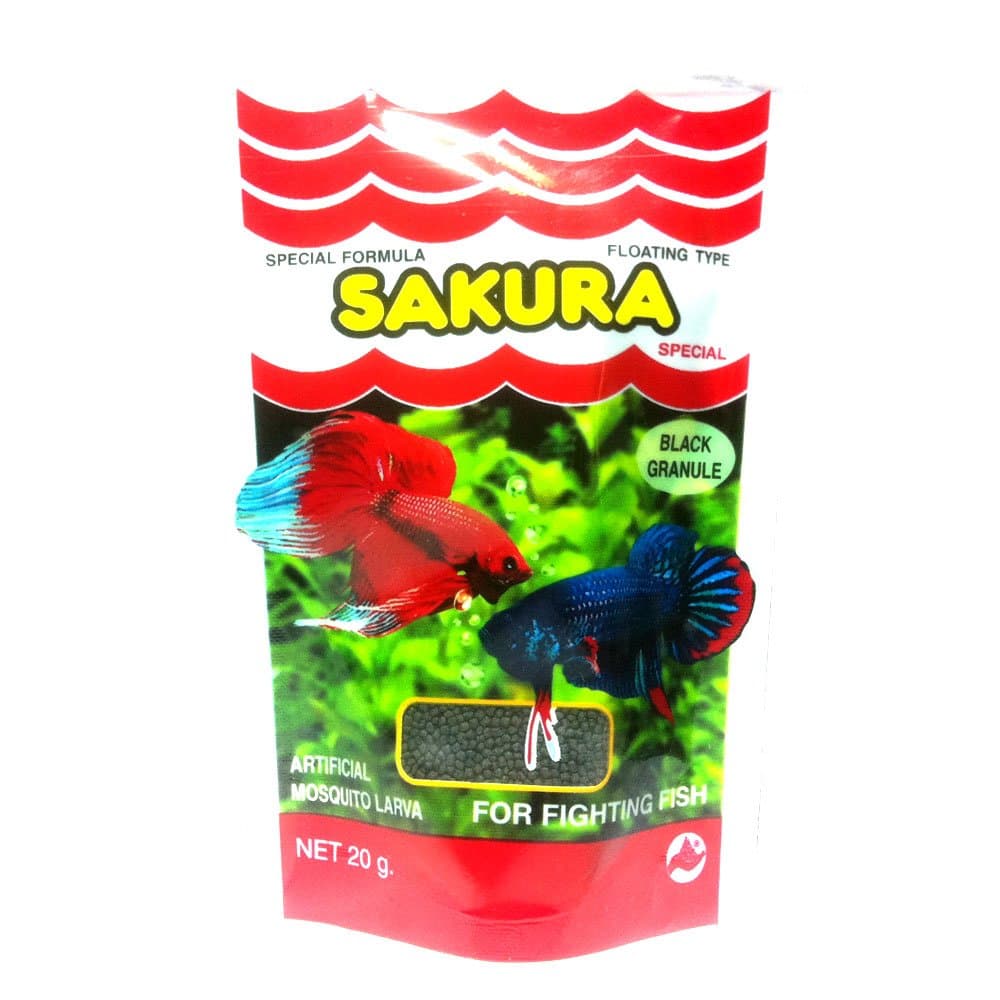 New Special Formula Sakura Artificial Misquito Larva Main betta fish food From Thailand 20g.
