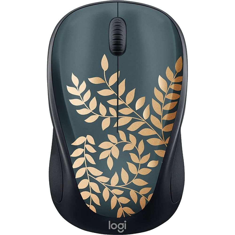 Logitech - Design Collection Limited Edition Wireless Compact Mouse with Colorful Designs - Golden Garden