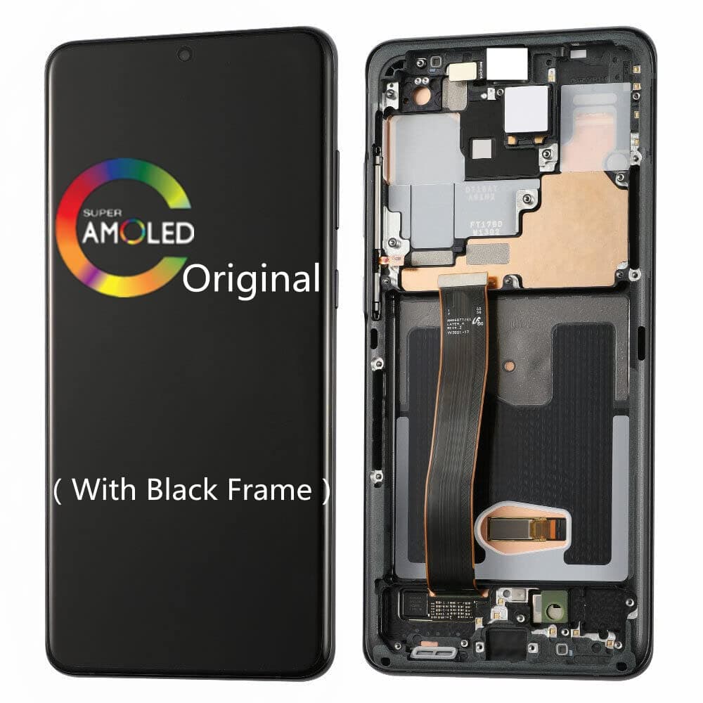 6.9" Original AMOLED Samsung Galaxy S20 Ultra LCD Screen Replacement S20 Ultra 5G G988 G988U G988BU1, G988W G988B/DS Touch Screen Display Digitizer with Black Frame