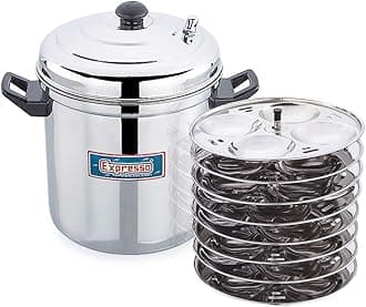 Expresso 32 Pcs Idli Maker Stainless Steel with 8 Plates | Induction and Standard Cooker Compatible | Healthy Cooking Steamer for Soft Idlis | Durable Rust Resistant Kitchen Cookware Set