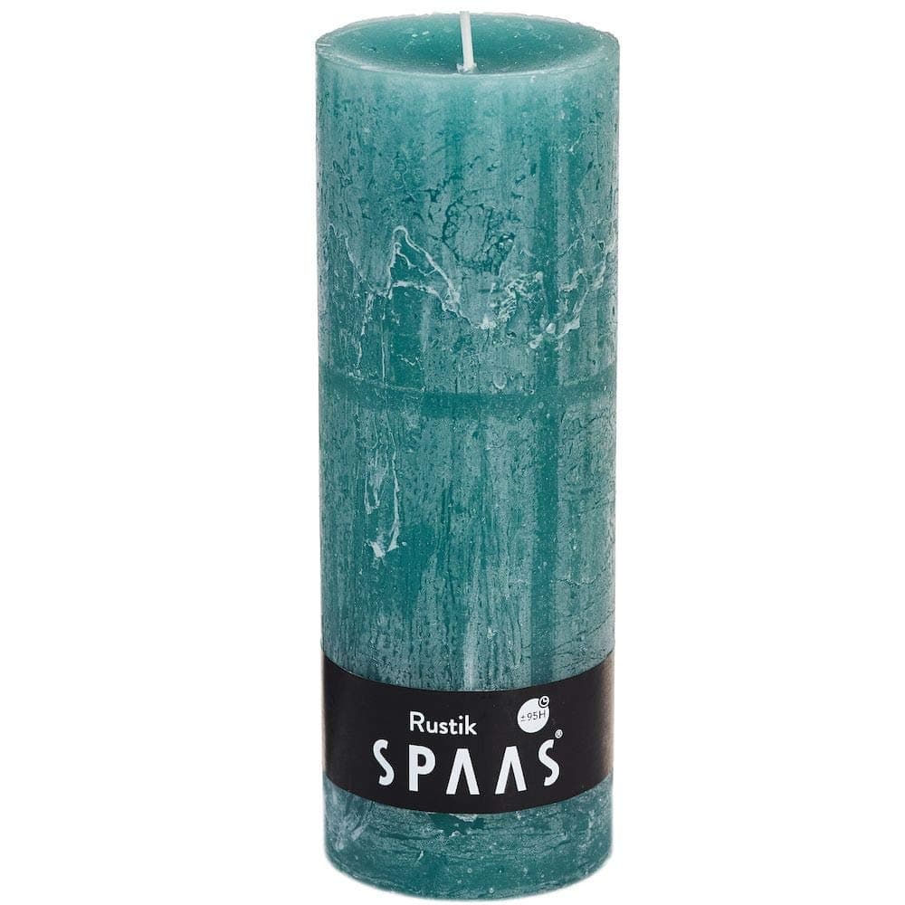 SpaasRustic Unscented Pillar Candle 68/190 mm, ± 95 Hours , Emerald Green