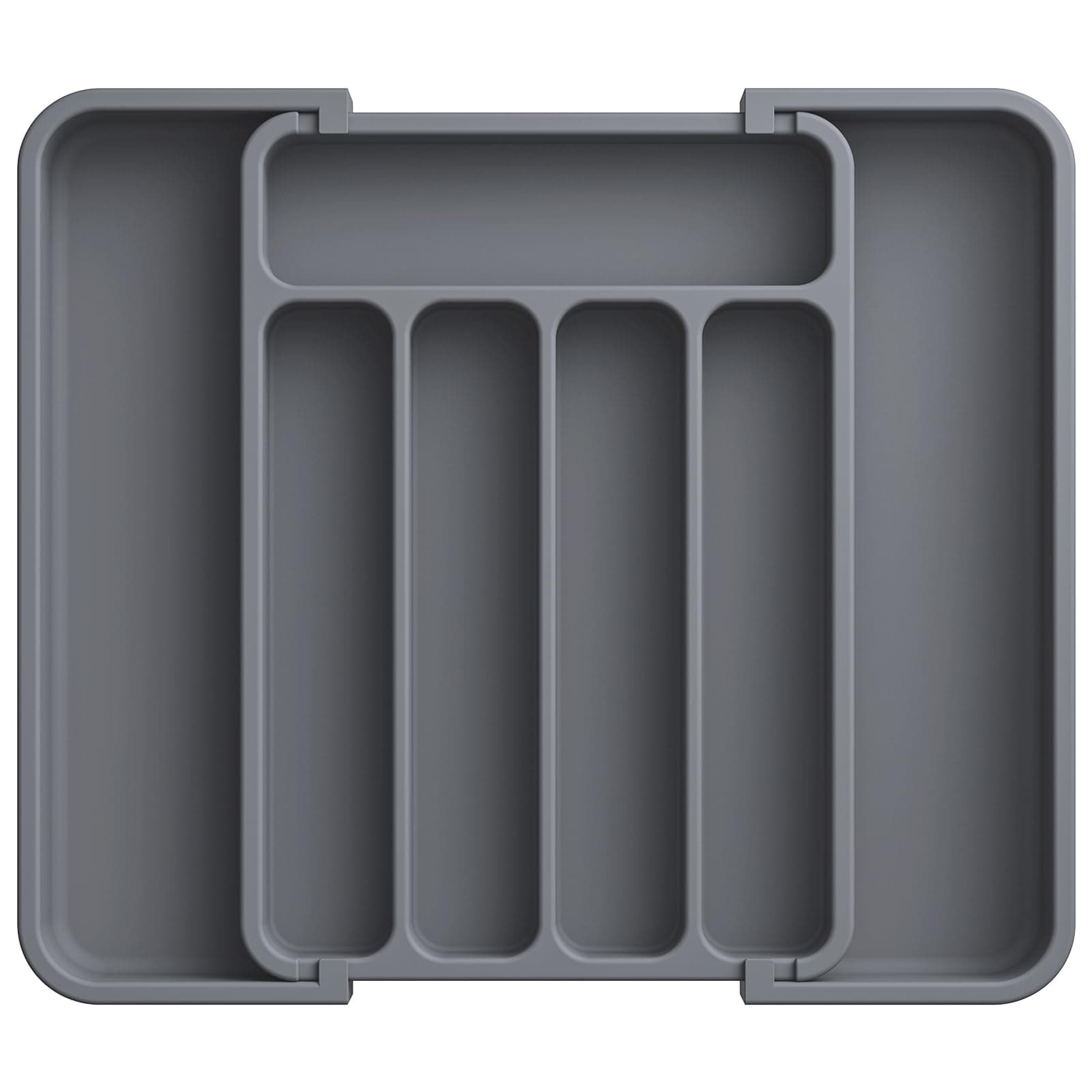 Aujen Silverware Organizer - Expandable Kitchen Drawer Organizer, Adjustable Utensil Organizer, Cutlery Tray for Forks, Knives, Multipurpose Kitchen Organizers and Storage Solution, Grey, Medium