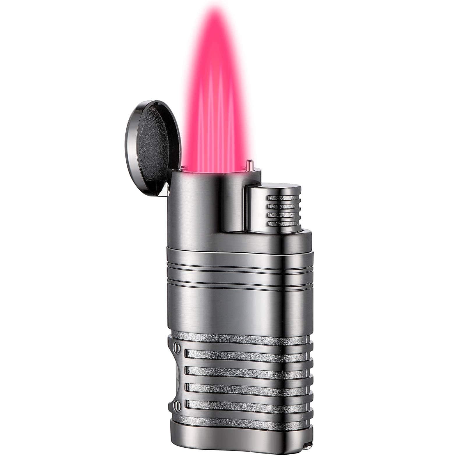 Torch Lighter, Quad Jet Flame Butane Lighter, with Fuel Visible Window Windproof Lighter, Cigar Lighter- Butane Not Included