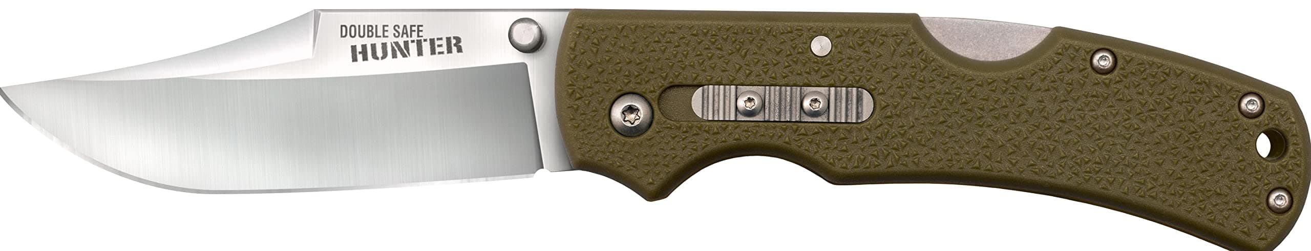 DOUBLE SAFE HUNTER (OD GREEN) / 8-3/8" OVERALL / 3.5" BLADE / 3MM THICK / 4-7/8" LONG GFN HANDLE / 8CR13MOV STAINLESS STEEL/AMBI BELT CLIP/BLISTER PACKED