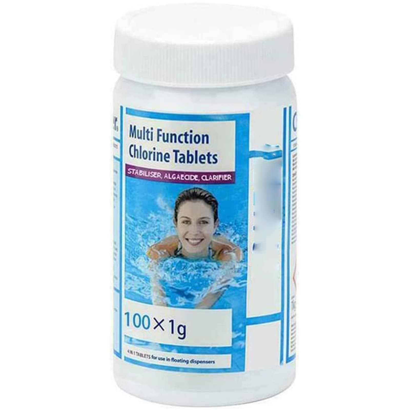100pcs Pool Cleaning Tablets,Multifunction Chlorine Tablets,Suitable for Swimming Pool,Spa,Bathtubs,Make The Pool Clearer And More Reassuring (1 bottle tablet)