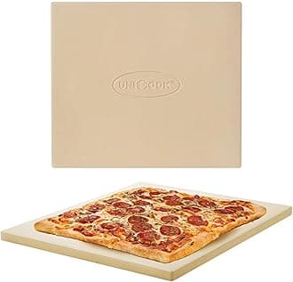 Unicook Square Pizza Stone 33cm, Heavy Duty Ceramic Baking Stone for Oven, BBQ and Grill, Ideal for Making Crisp Crust Pizza, Bread, Cookies and More, Thermal Shock Resistant, Durable and Safe