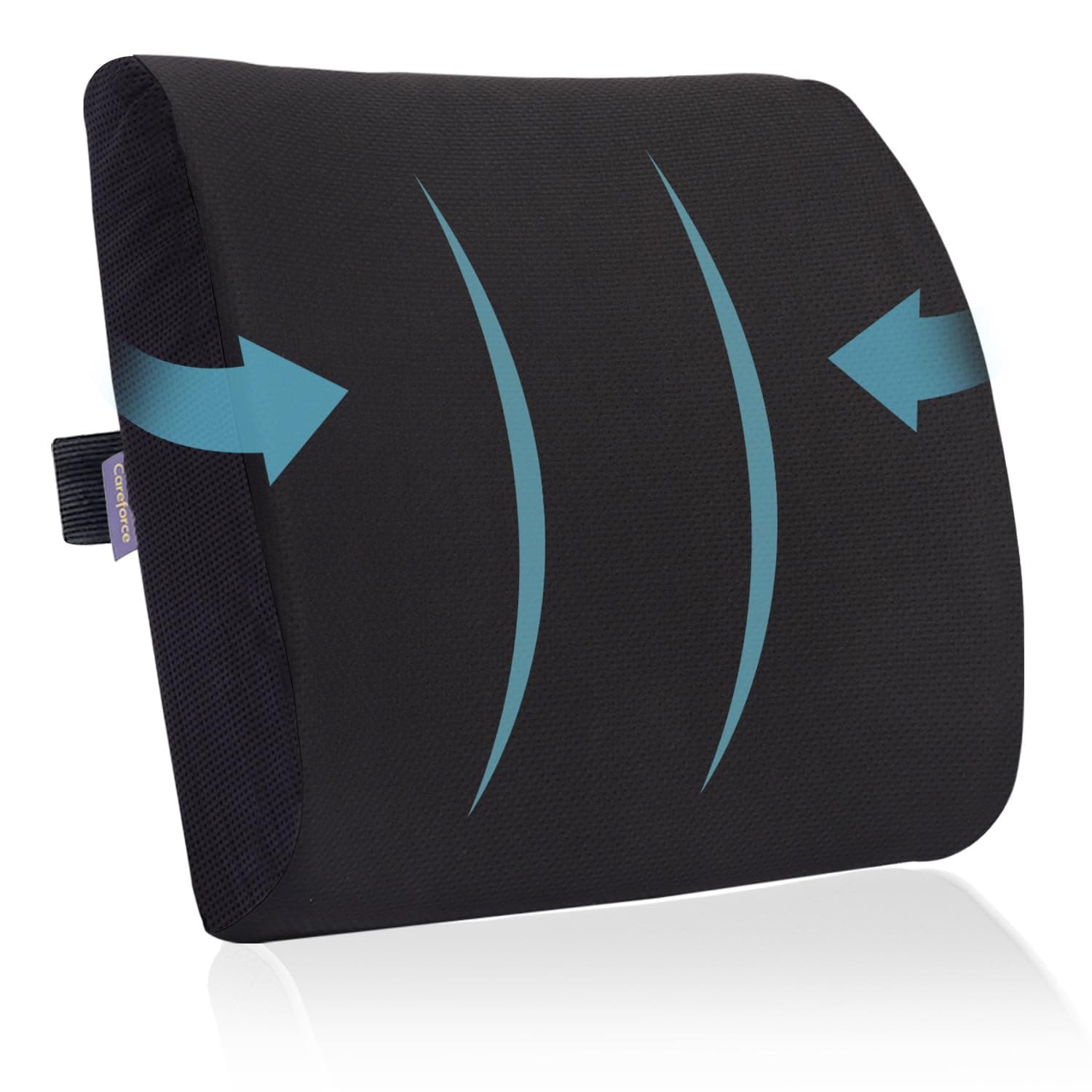 Careforce Lower Back Support For Chair & Car Back Rest Support Back Support For Back Pain Relief Back Rest For Chair Office Car Seat Back Support Pillow Memory Foam Lumbar Support Pillow - Black