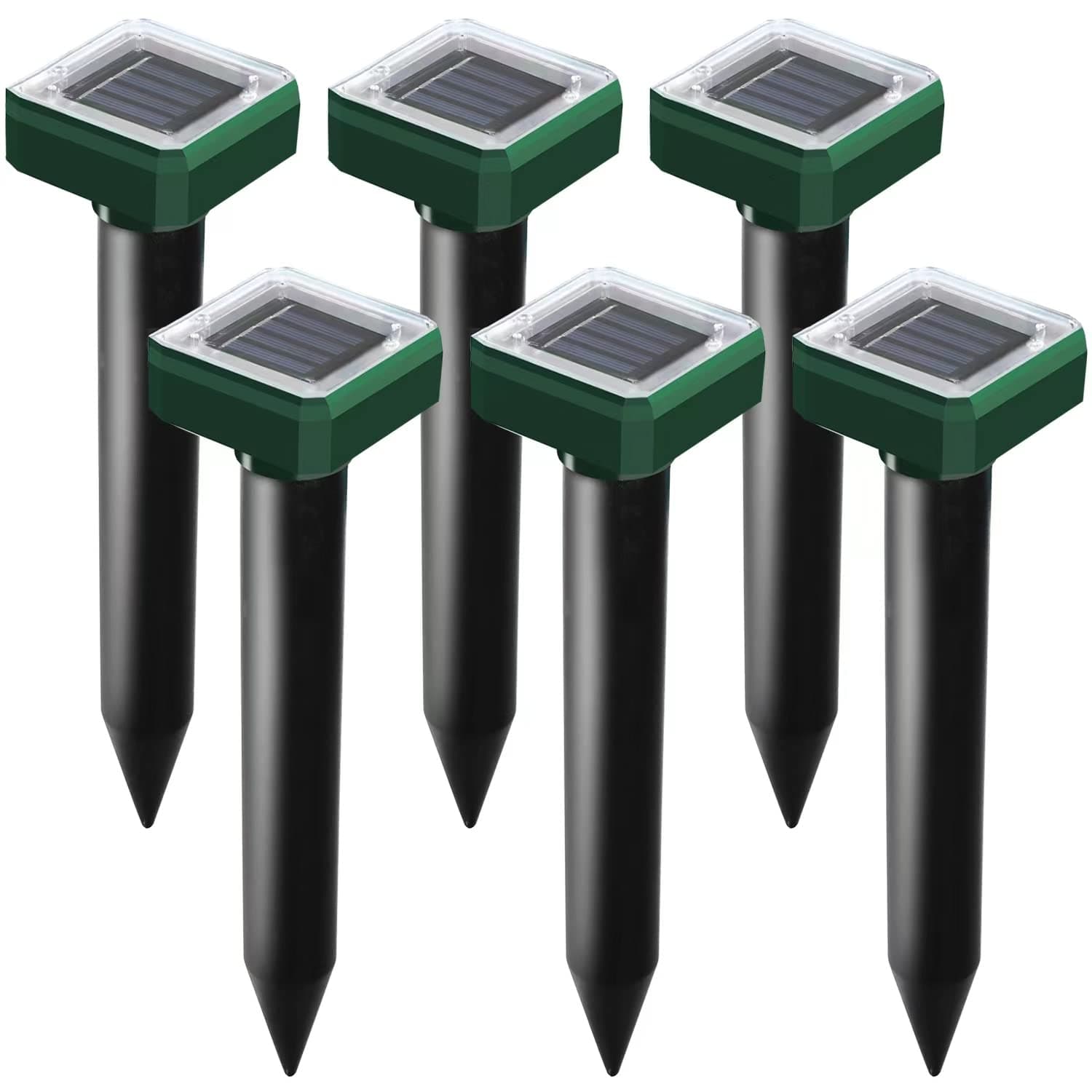 Mole Repellent Solar Powered, 6 Pack Solar Mole Repellent Ultrasonic for Vole, Snakes, Gopher, Waterproof Sonic Vole Deterrent Spikes,Snake Gopher for Garden and Yard