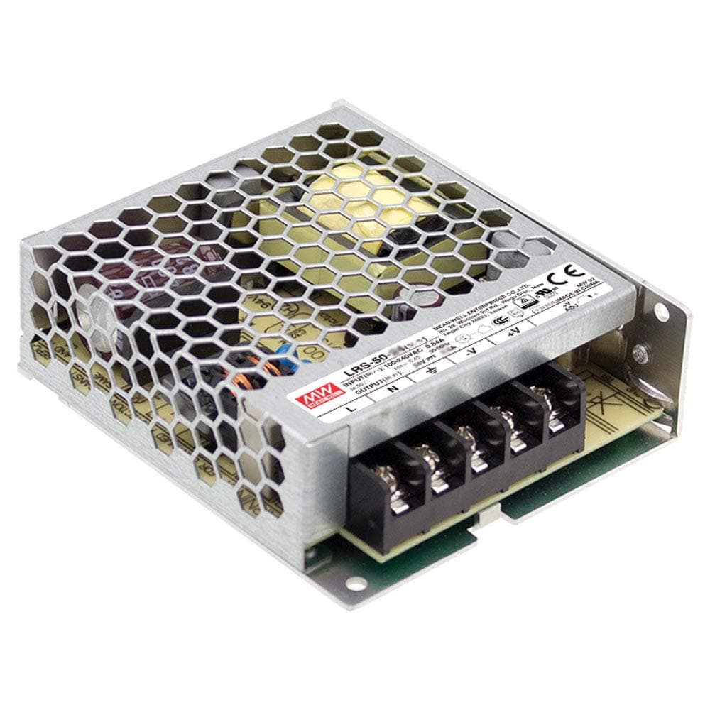 LRS-50-5 Switching Power Supply, Single Output, 5V, 10A, 50W, 3.9" L x 3.23" W x 1.18" H