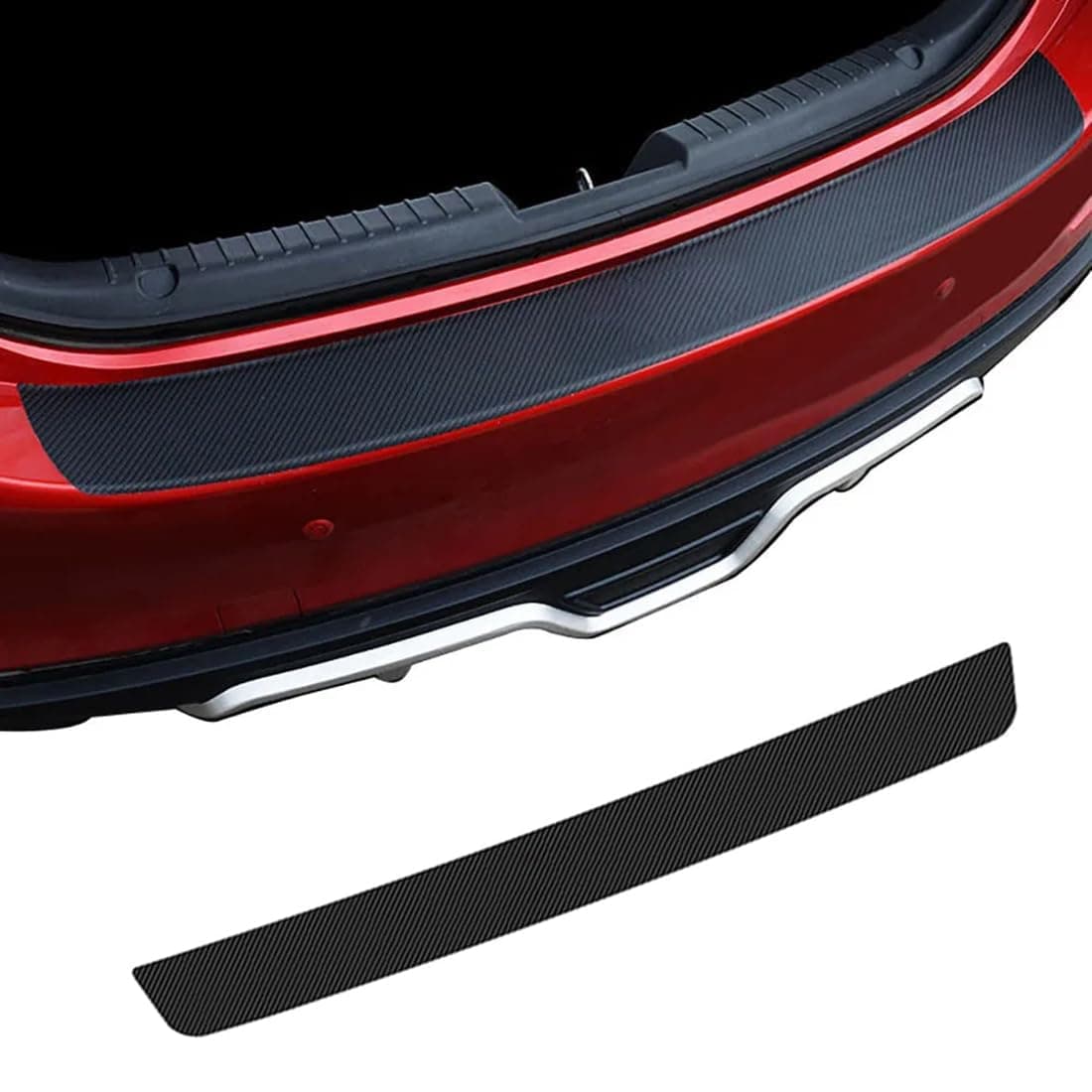 Car Rear Bumper Protector Trunk Door Entry Guards for 2016-2021 Civic 10th 4-Door Sedan Gen, Carbon Fiber Sticker Trunk Door Sill Protection Strip, Accessory Trim Cover,35.4×2.75 in