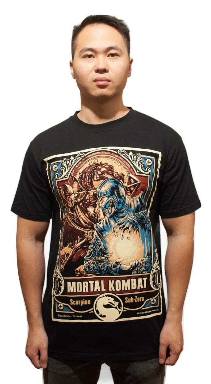 Phat Brat Mortal Kombat Large Size Scorpion sub-Zero Graphic Mens Black Casual Half Sleeve Round Neck t Shirts