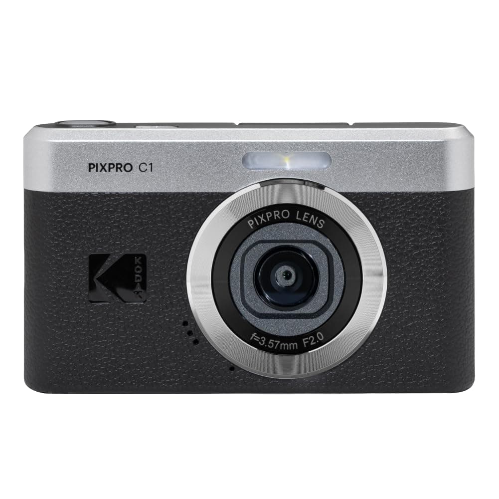 Kodak PIXPRO C1 Digital Camera with 13MP Sensor and 4X Optical Zoom - Compact Point and Shoot for Beginners with 180 Degree Flip Screen - 1080P HD Video for Travel and Vlogging - Black