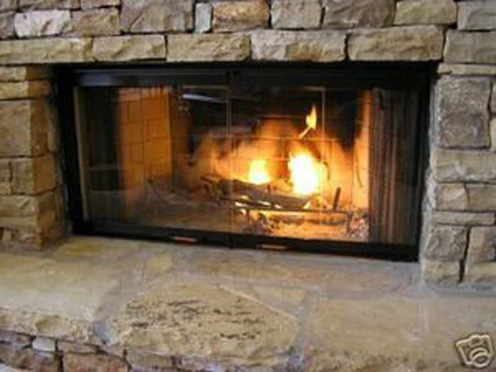 Fireplace Doors - Black 36" Glass Doors - DM1036