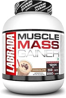 Labrada Muscle Mass Gainer Powder (Gain Weight, Post-Workout, 52g Protein, 250g Carbs,1g Creatine, 500mg L-Carnitine, 9 Servings) 6.6 lbs (3 kg) (Chocolate)