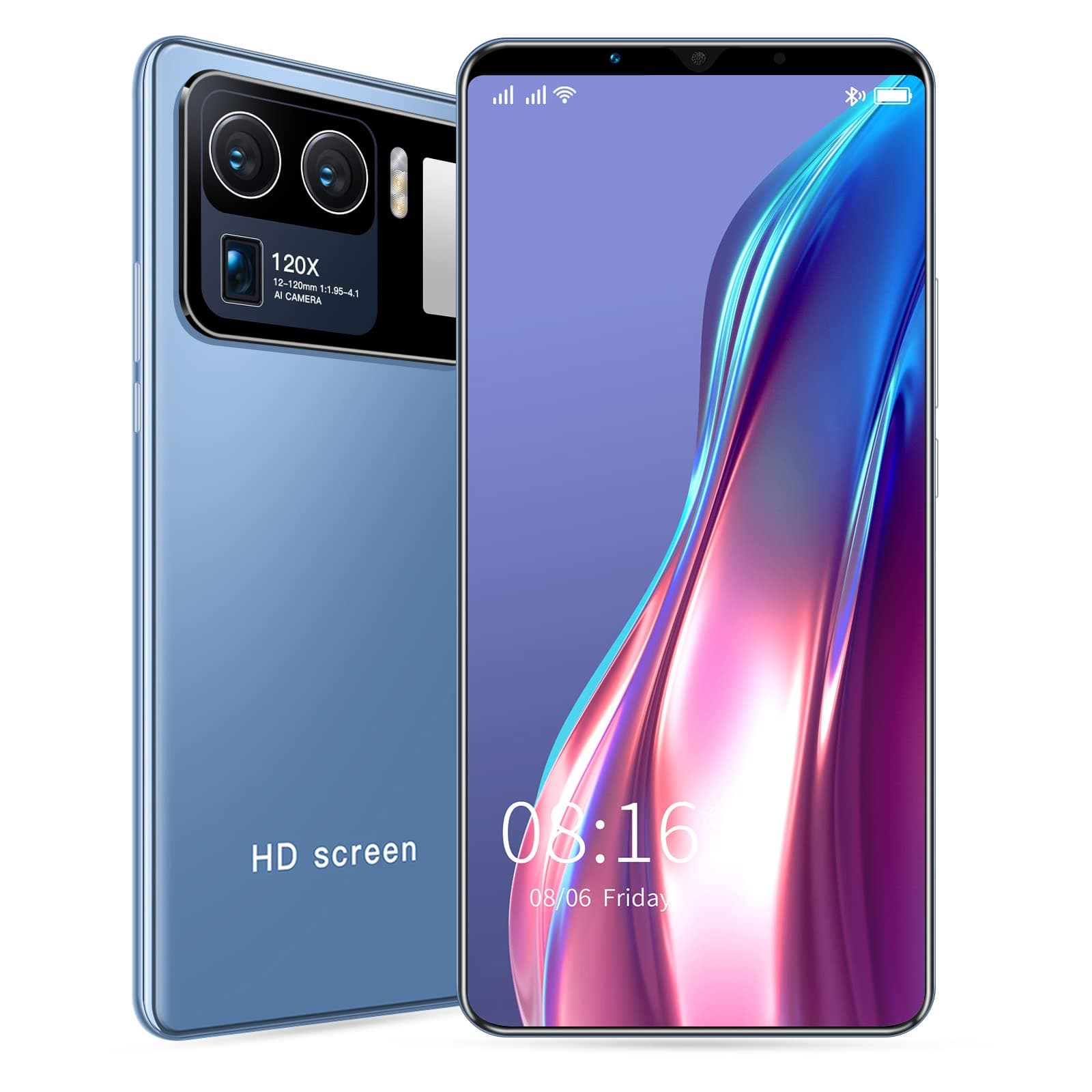 ASHATA Unlocked Android Cellphone Face Recognition Smartphone with 4.45in HD Curved Screen, Full Network Mobile Phone, 512MB 4GB, Support Extended 128GB Memory Card, BT FM (Blue)