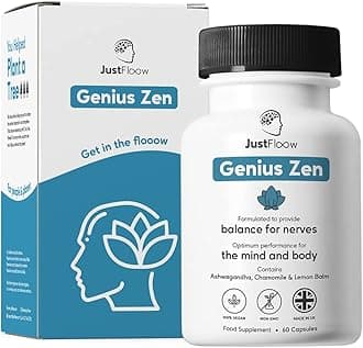Genius Zen®, Natural Stress & Calming Support | 9 High Strength Calming Ingredients - Ashwagandha, L-Theanine, Chamomile | Support Relaxation & Improve Productivity | Vegan Friendly, 2 Month Supply