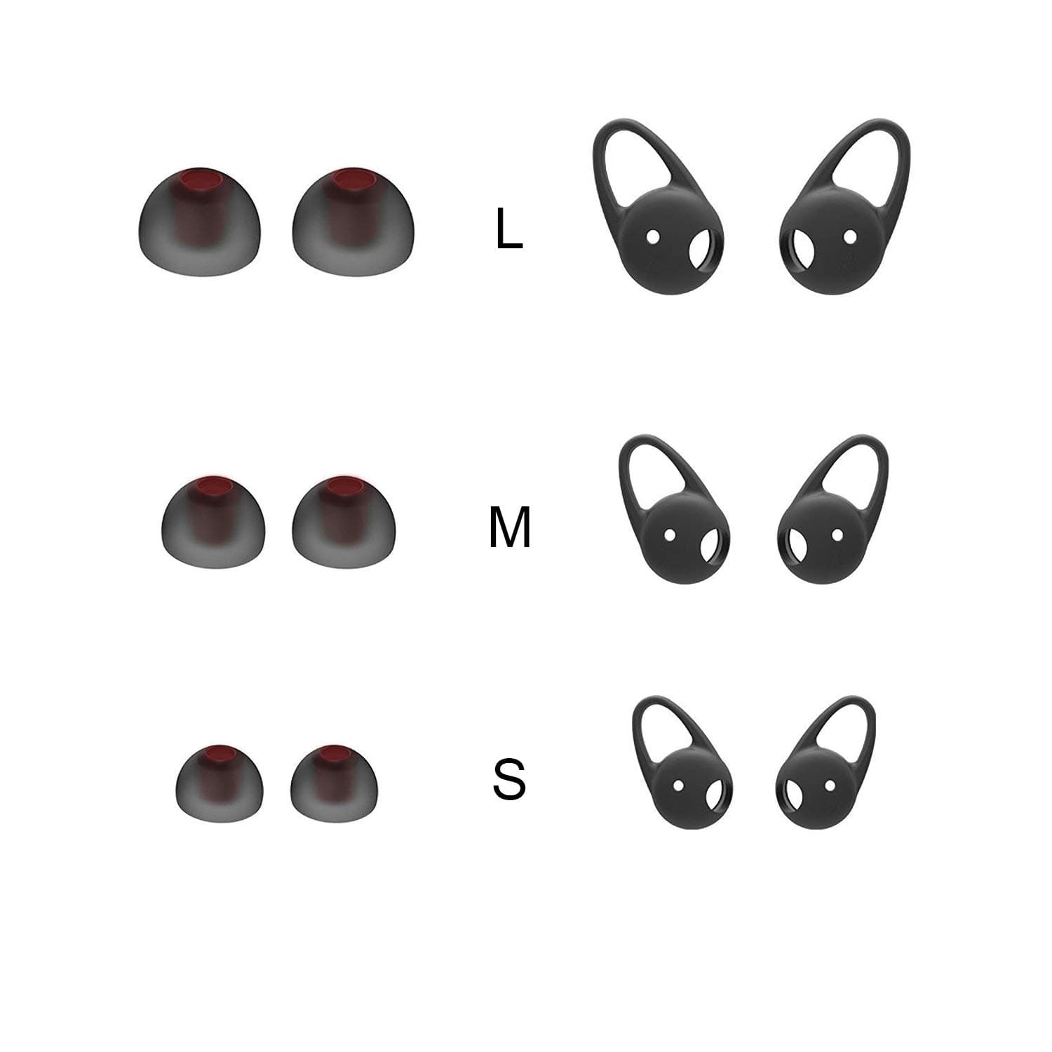 Replacement Earbuds Tips for Wireless Headphones - Silicone Earpads Ear Tips and Hooks Set for NC50, NC25 Active Noise Cancelling Headphones(3 Sizes)