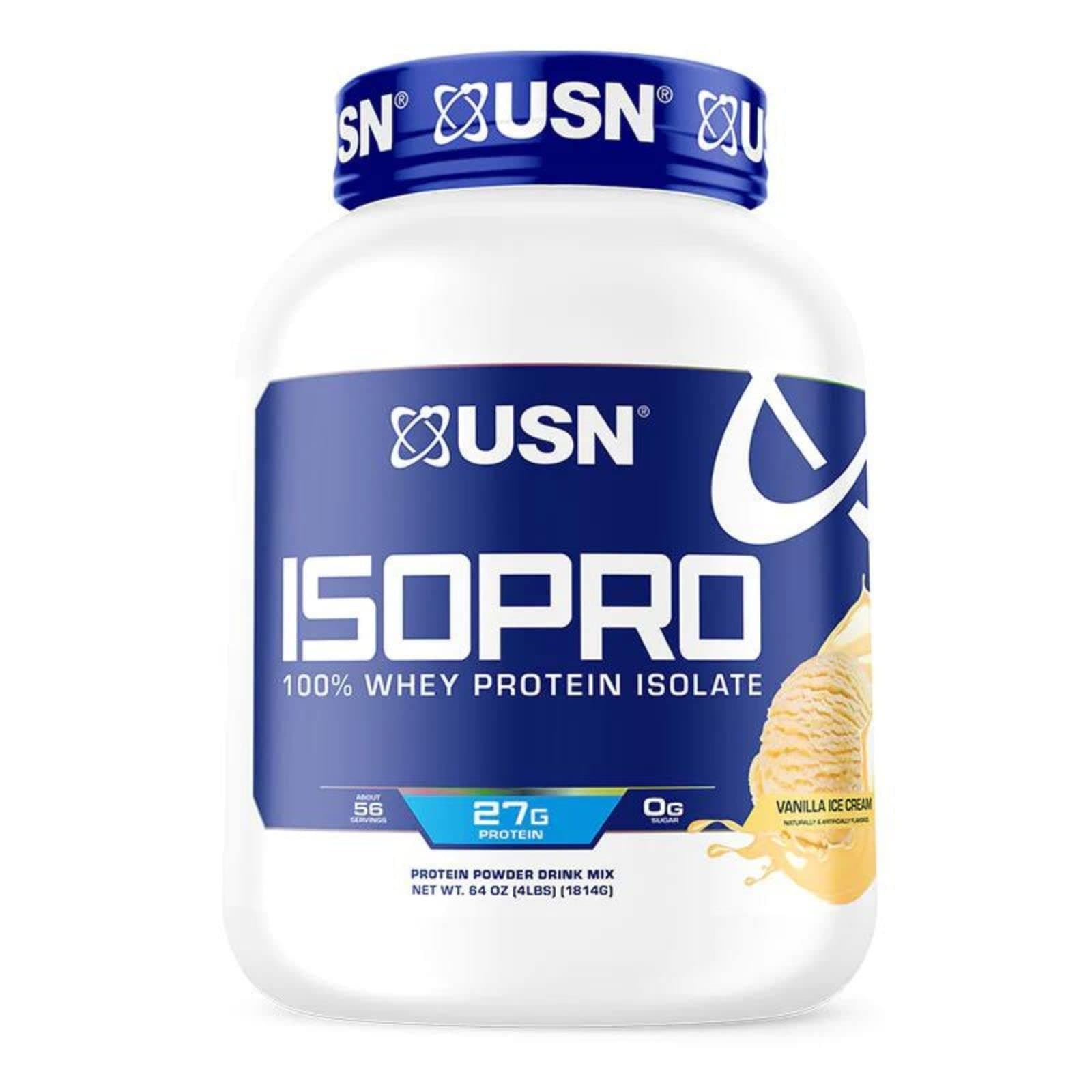 USN ISO Pro 100 Percent Whey Protein Isolate Vanilla 1.81kg,Pure Ultra Filtrated Whey Protein Isolate,Zero Added Sugar, Low Fat & Zero Added Sugar