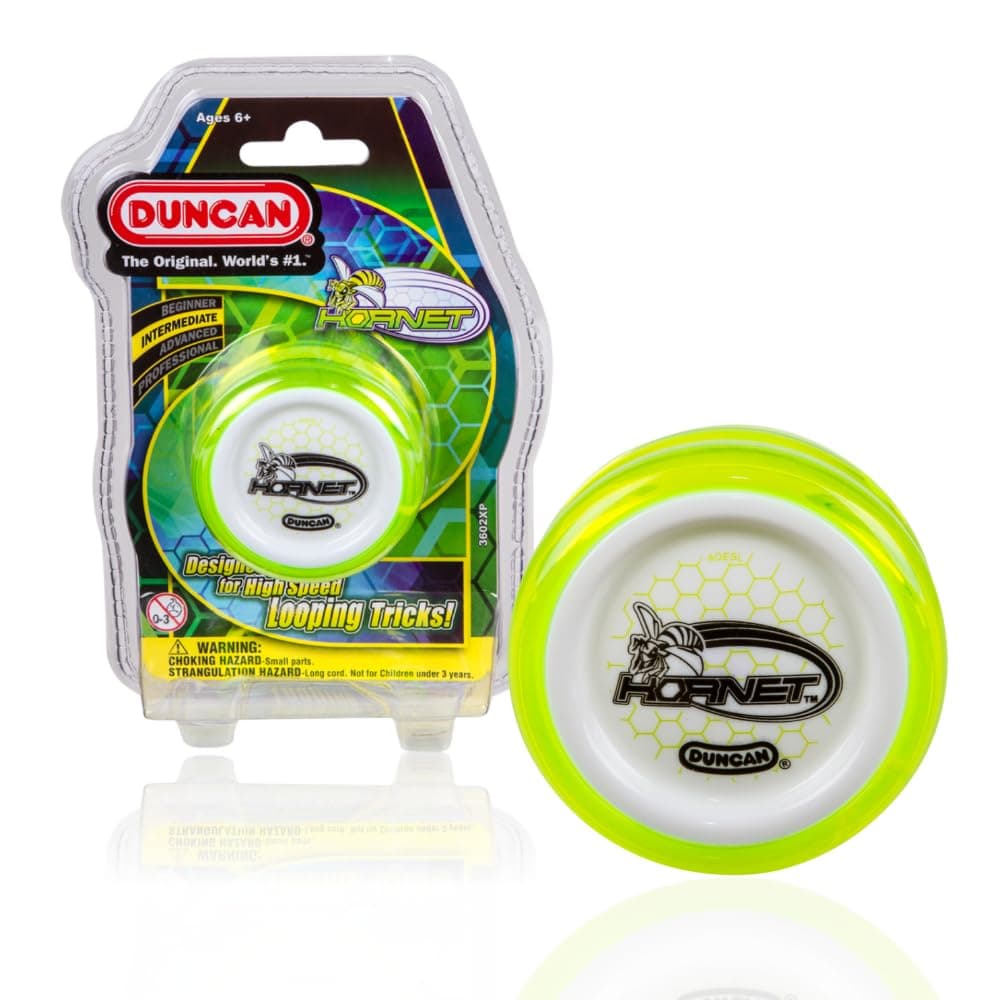Duncan Toys Hornet Pro Looping Yo-Yo with String, Ball Bearing Axle and Plastic Body, Green with White Cap