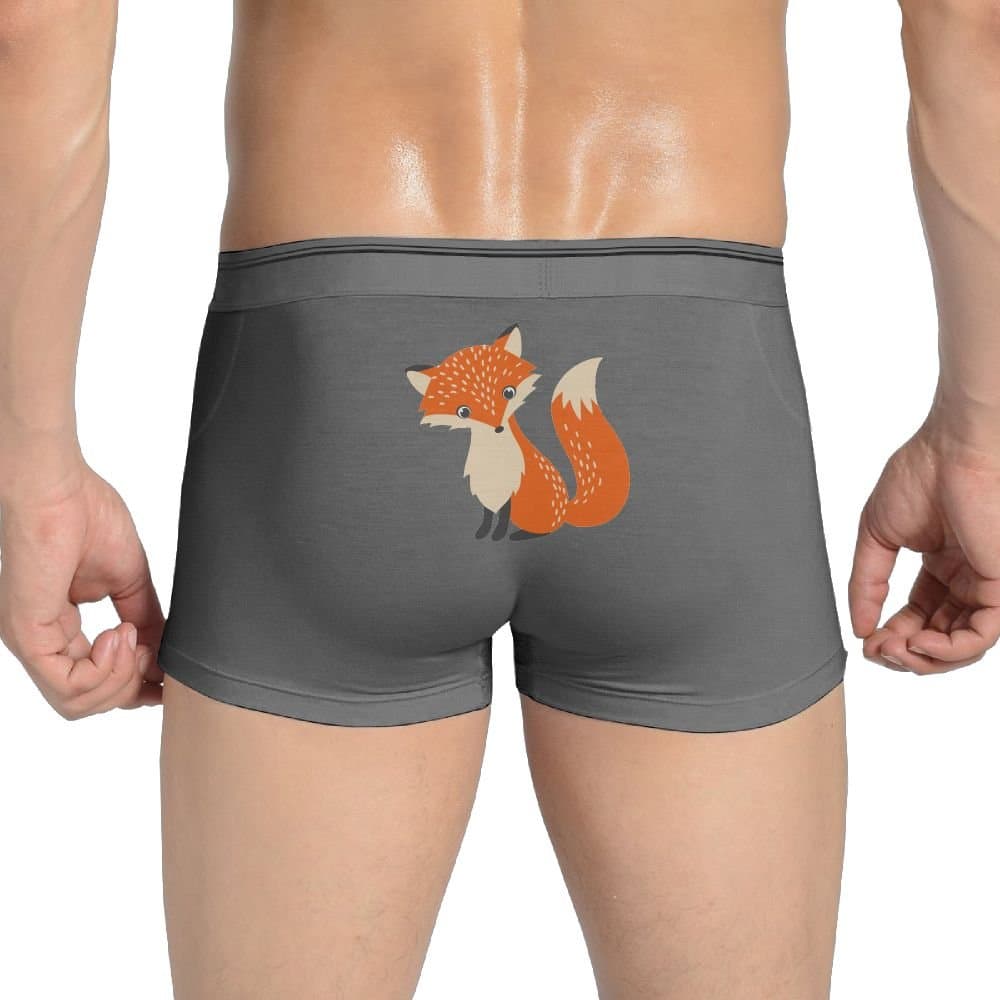 Men's Fox Look Behind Its Tail Boxer Briefs Quality Boxer Underwear 95% Cotton, 5% Spandex