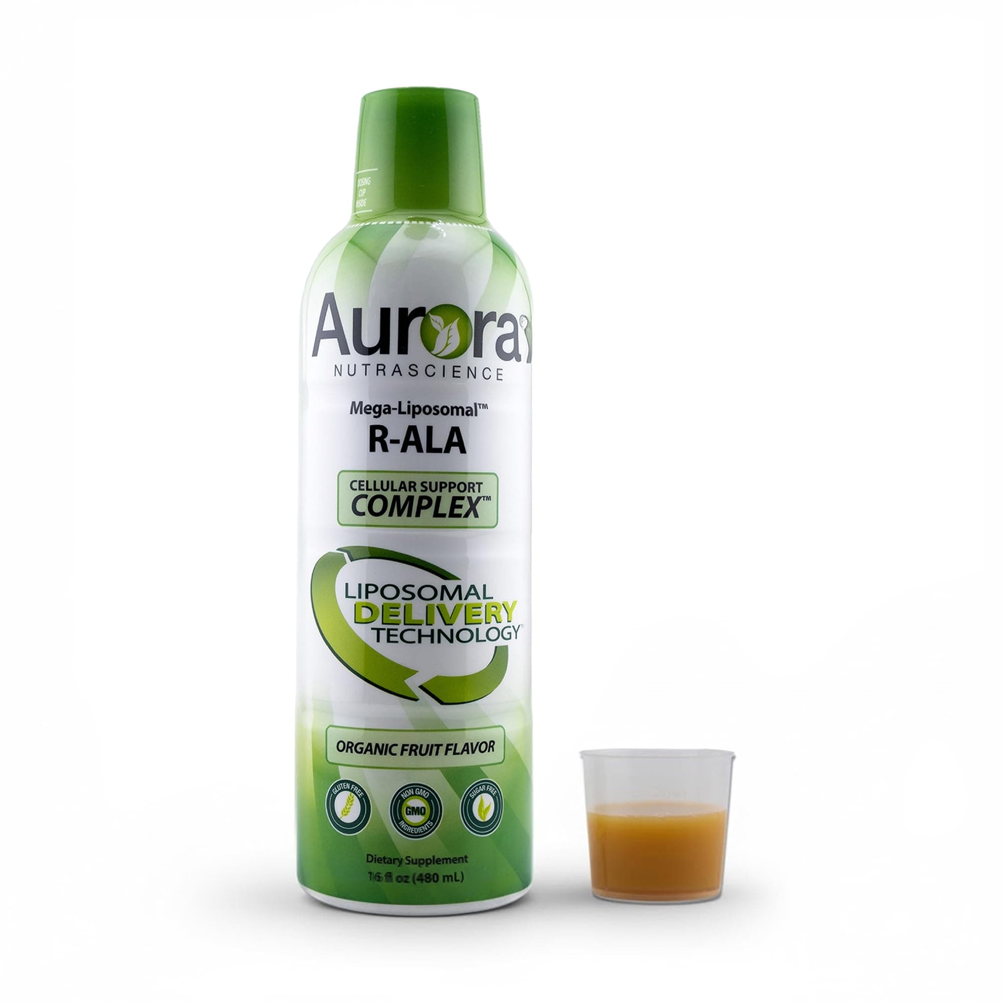 Aurora Nutrascience, Mega-Liposomal R-Alpha Lipoic Acid, Organic Fruit Flavor, 750 mg, 16 fl oz (480 ml)