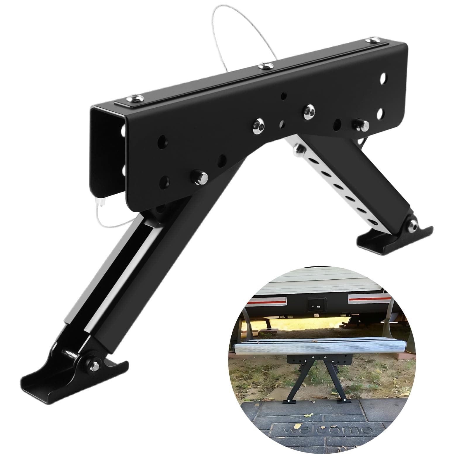 RV Step Stabilizer for Camper Steps RV Step Support stabilizer Stair stabilizer Accessories for Travel Trailers, Height Ranges from 2.8" to 11.4", 2 GEN