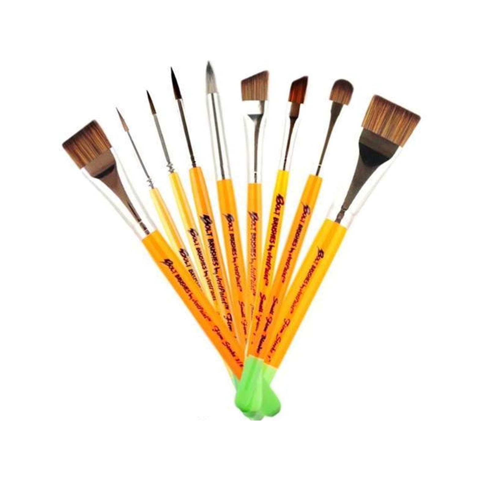 Bundle - Bolt Face Painting Brushes by Jest Paint - Set of 9 Firm Brushes