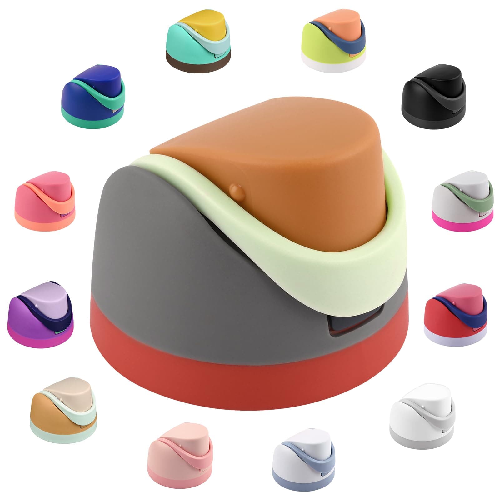 Moukiween Replacement Cap for Owala Freesip Bottle, One Button Water Bottle Top Lid Accessories Compatible with Owala Cup 16oz 24oz 32oz 40oz, BPA-Free, No Water Leakage, Grey Orange