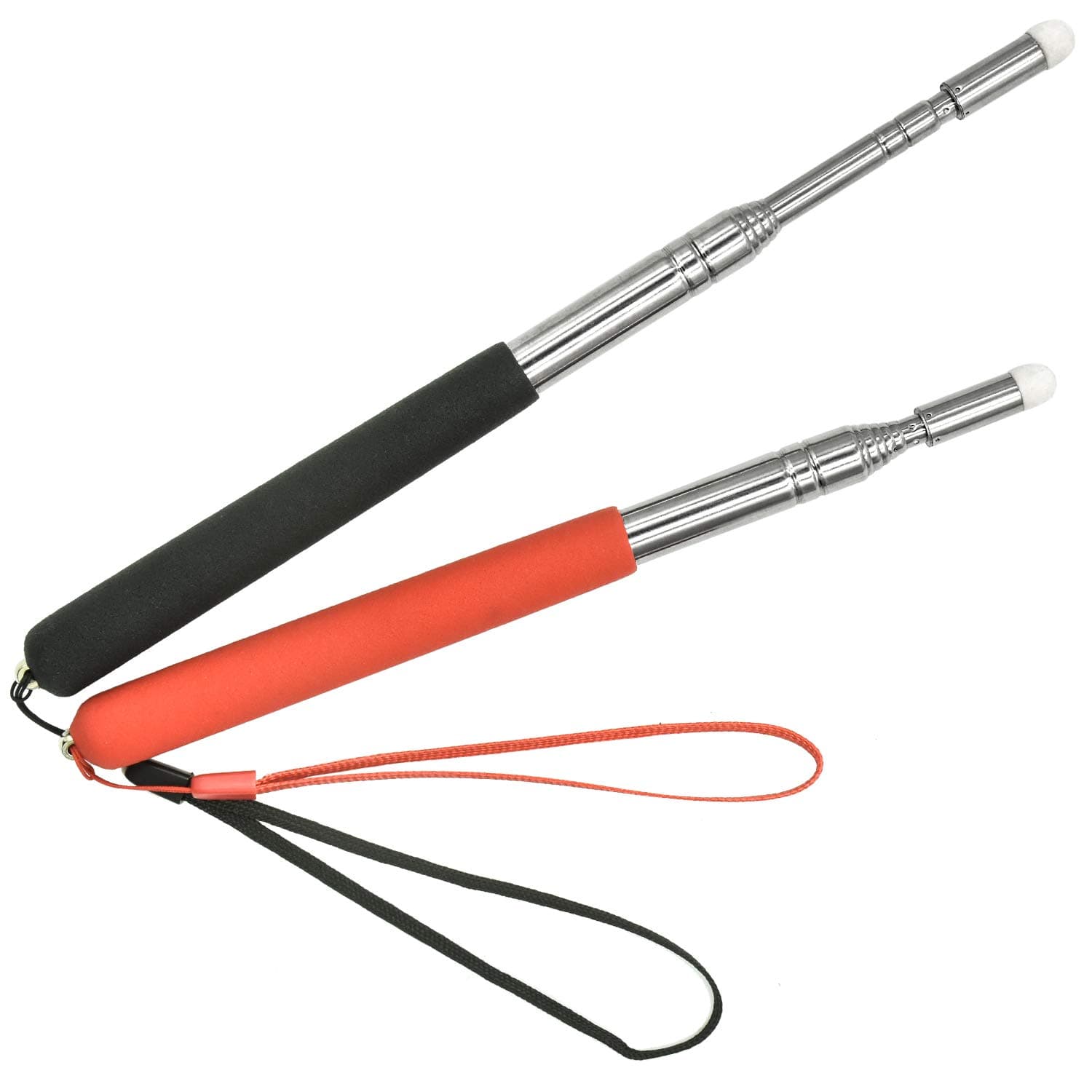 2 Pieces Pointer Stick 1m Extendable Pointing Stick for Teachers Retractable Telescope Pointer with Lanyard for Coach Class Classroom Whiteboard Post Pointer Black Red