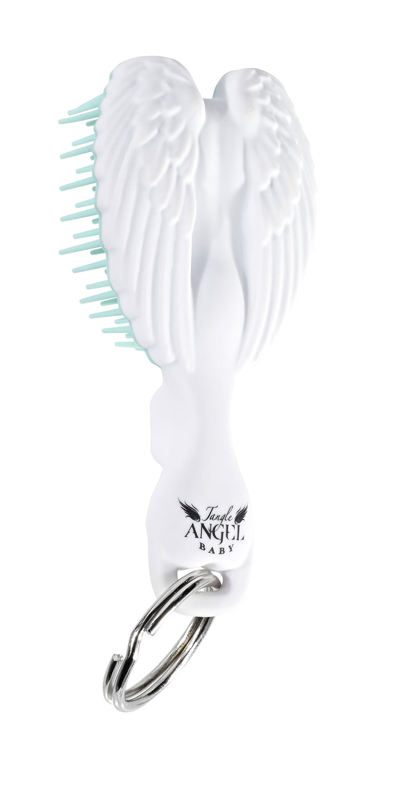 Tangle Baby Key Ring Soft Touch Brush, White/Turquoise