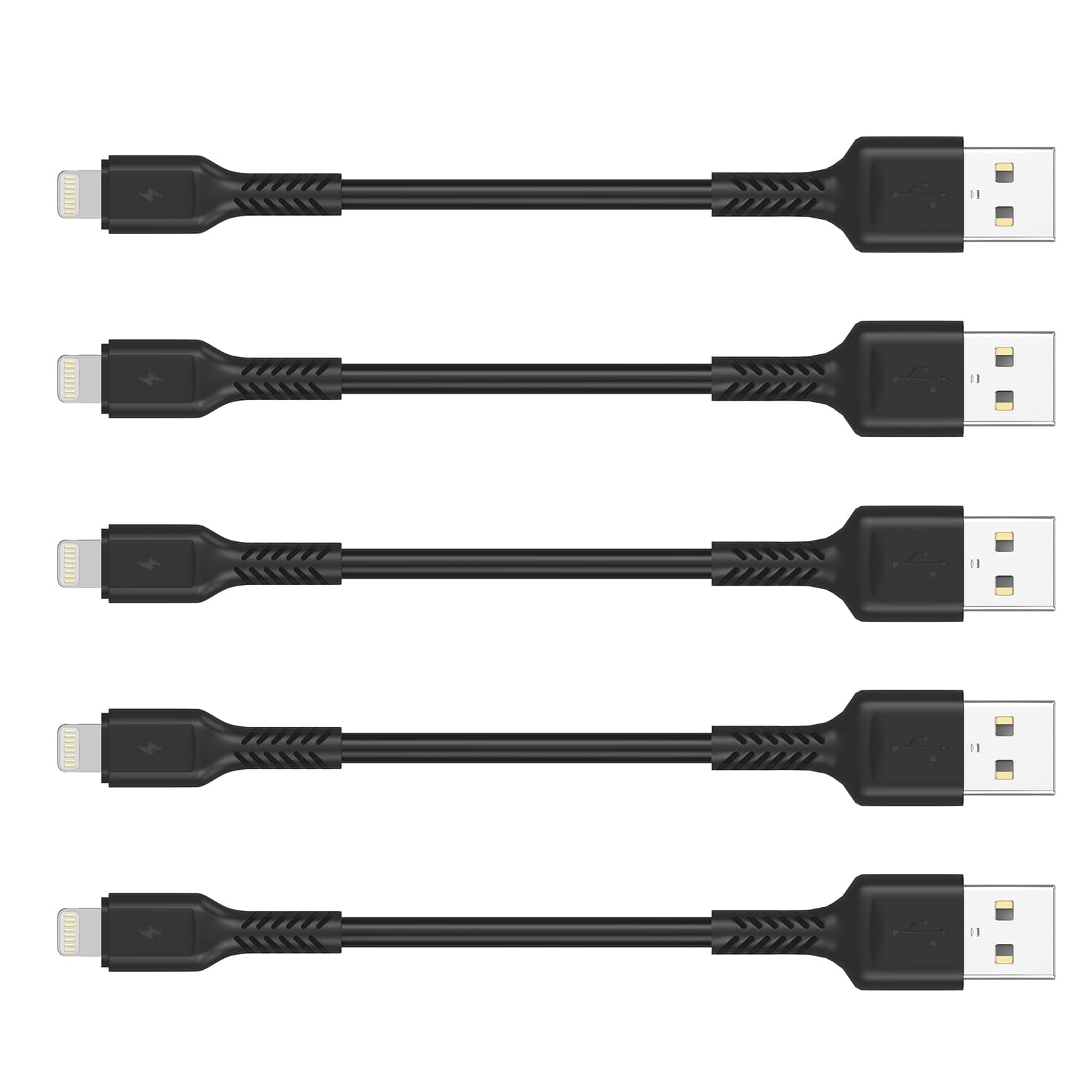 ULIFTUS 4 inch iPhone Charging Cable Short USB to Lightning Cable Small iPhone Charger Cord 5 Pack -Black