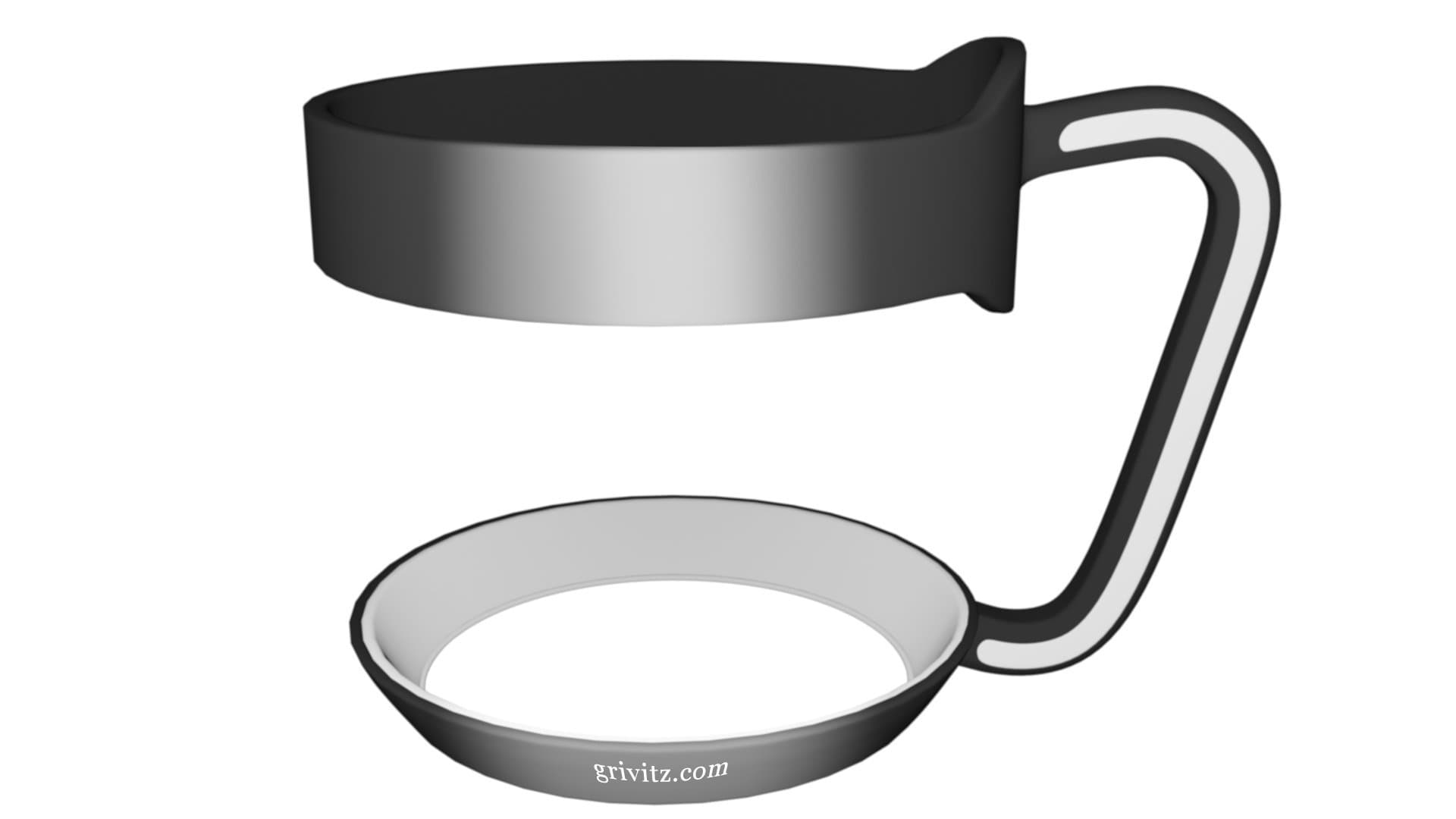 Grivitz Handle for YETI Rambler, Rtic, Kodiak, SIC, Boss and other 30 oz Tumblers (Black/White)
