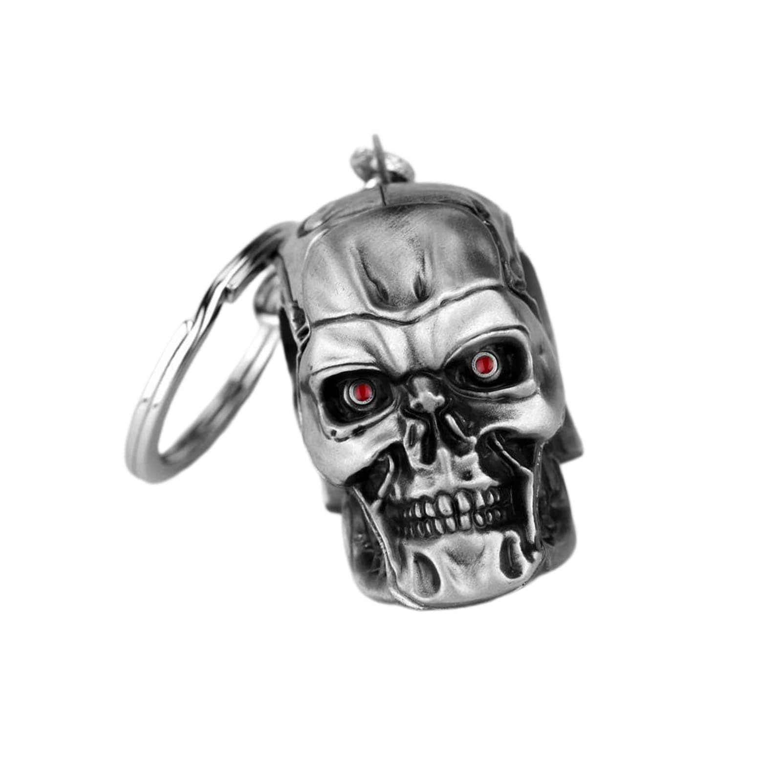 Skull Head Keychain Metallic Luster Keyring Exquisite Workmanship Skull Key Chain for Car and Home Key, Silvery