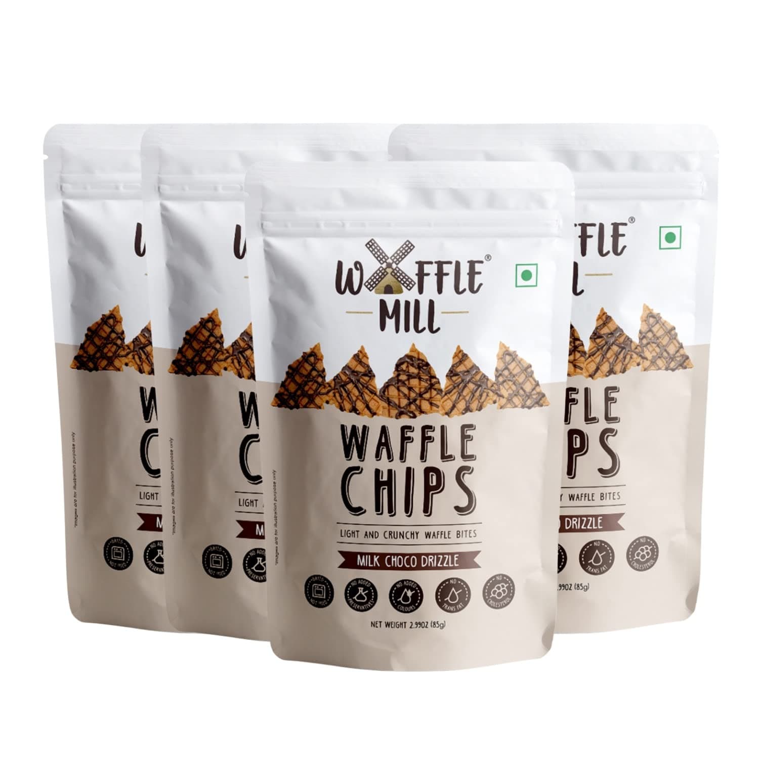 Waffle Chips - Milk Choco Drizzle - Pack of 4-340Gm