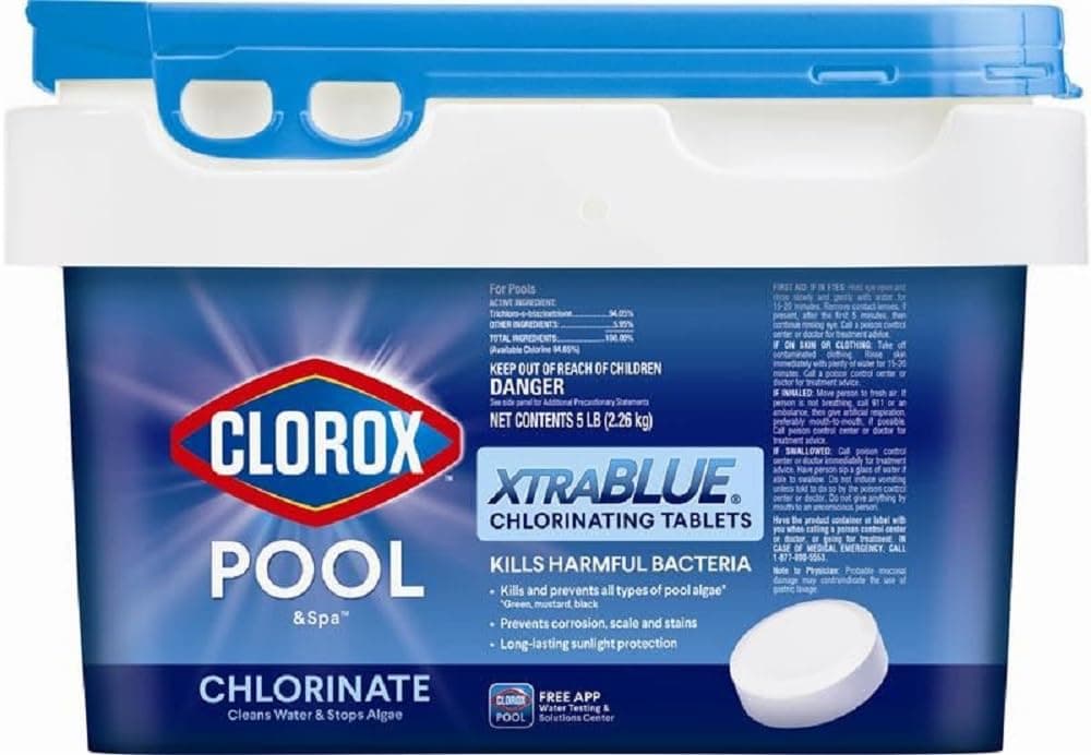 CLOROX Pool&Spa XtraBlue 3” Chlorinating Tablets, Kills Bacteria & Stops Algae