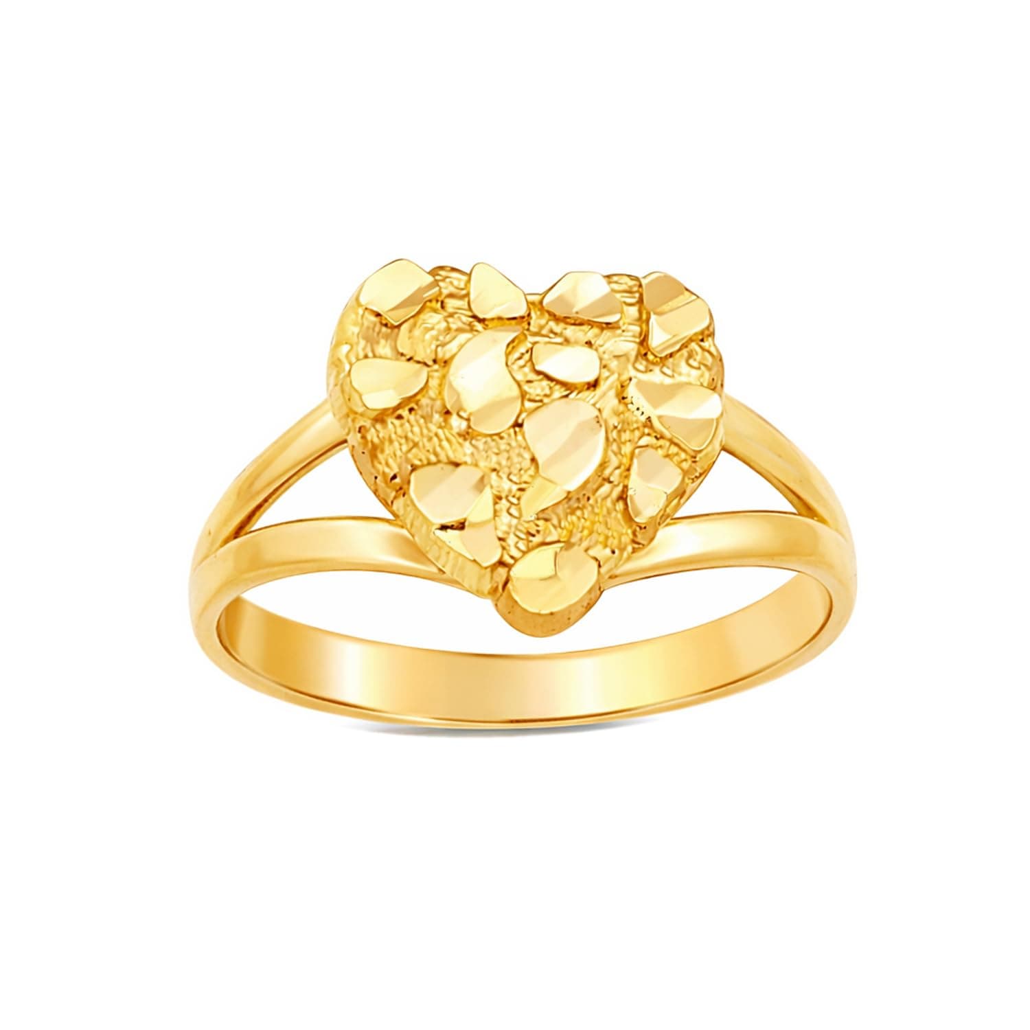 10k Gold Solid Nugget Ring Gold Heart Ring