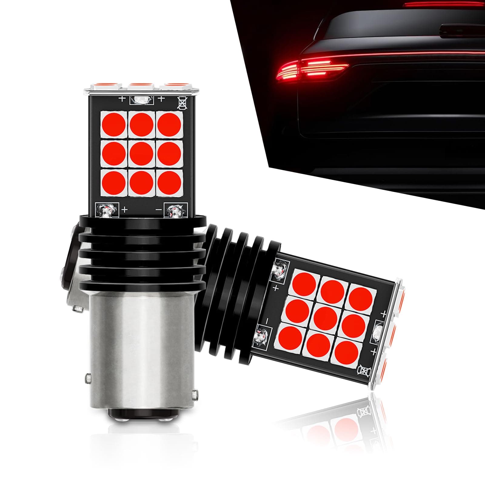 2 PCS 1157 Car LED Brake Light Replacement, Super Bright Waterproof Vehicle Lighting Bulbs, Universal 3030 24SMD Automotive Tail Light Bulbs Accessories for Truck SUV Car (Red Light)