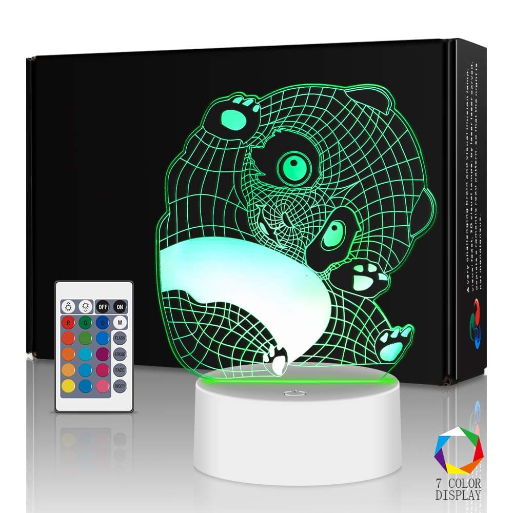Panda 3D Night Lamp 3D Optical Illusion Lamp LED Desk Nightlight Lamp Gift for Home Living Room Bedroom Office Party Decorations Birthday Halloween Christmas Gift for Kids