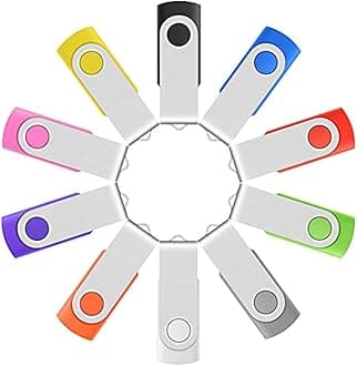 Enfain 10-Pack of 128MB USB 2.0 Flash Drives in Multicolor, Small Capacity Memory Sticks with Swivel Design, Ideal for Cataloging Patterns for Embroidery Sewing Machines