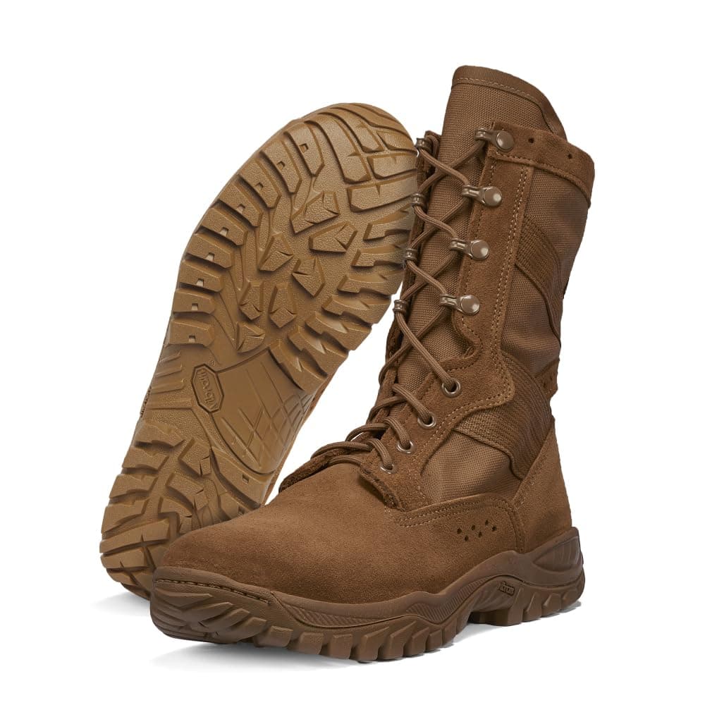 Flyweight C320 Tactical Boot - Lightweight Tactical Boots for Men - Ventilated Desert Design - Full-Grain Cattlehide Leather - Vibram Incisor Outsole - Shock Absorbing Midsole
