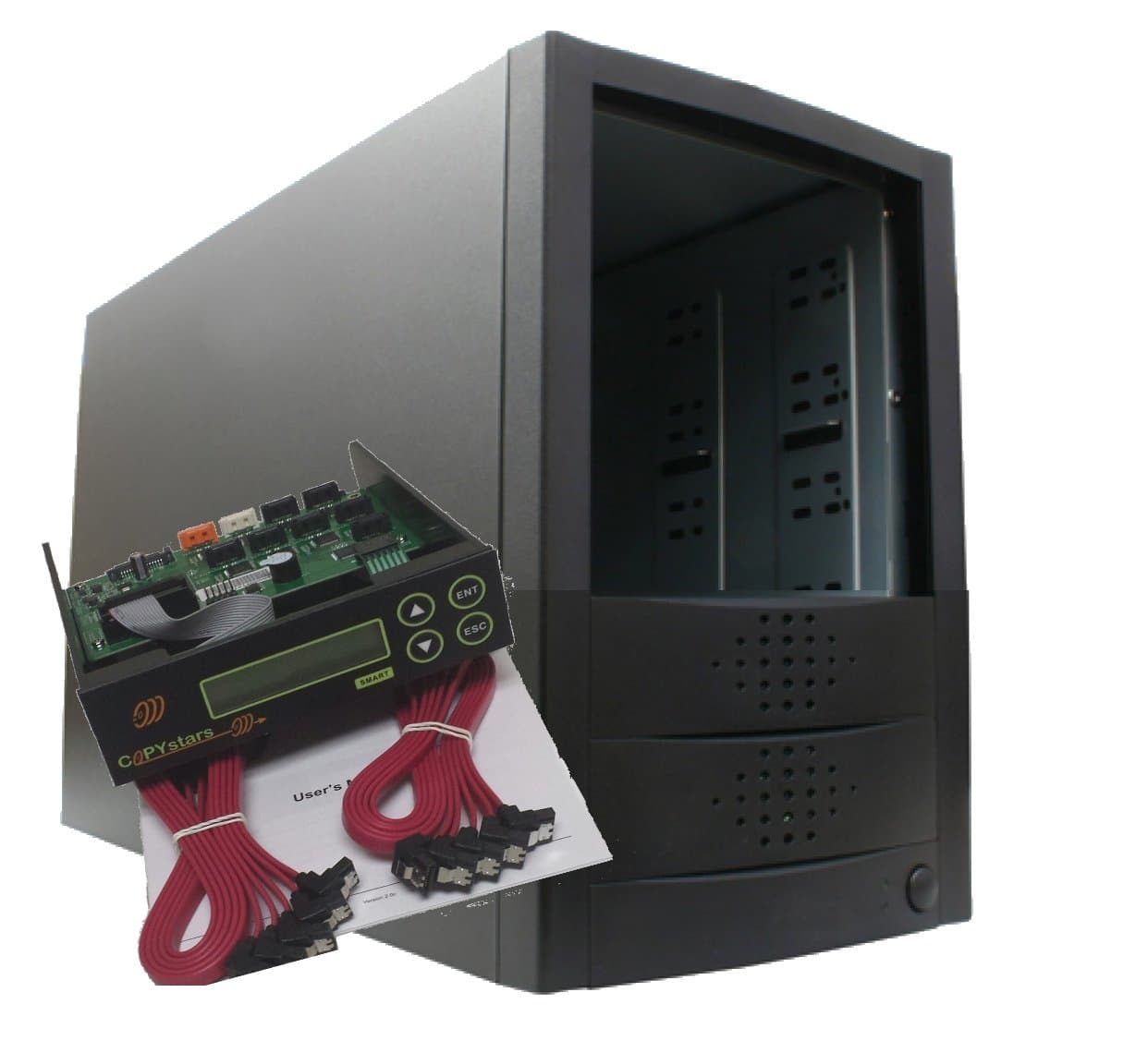 Copystars Blu ray CD DVD Duplicator case 7 Bay with Power Supply and 1-5 duplicator Controller