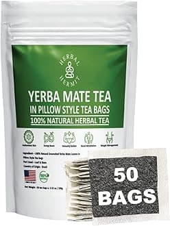 Herbal Hermit Yerba Mate herbal-teas with 50 tea bags Natural Yerba Matte Rich in Chlorophyll, Made in USA
