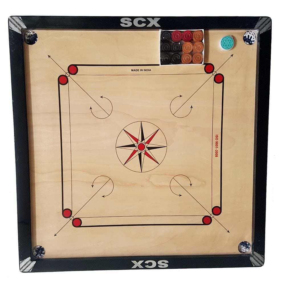 Carrom Board Game Regular Full Size ( 32 X 32 INCHES Outer ) ( 29 X 29 INCHES Inner ) 1.5 Boarder Full Size Free Coin Set & Sticker ROT-29